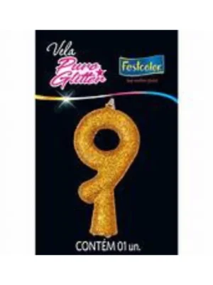 Vela Puro Glitter Dourada 9