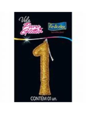 Vela Puro Glitter Dourada 1